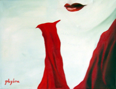 Peinture intitulée "Geisha-dans-le-brou…" par Phybra, Œuvre d'art originale, Huile