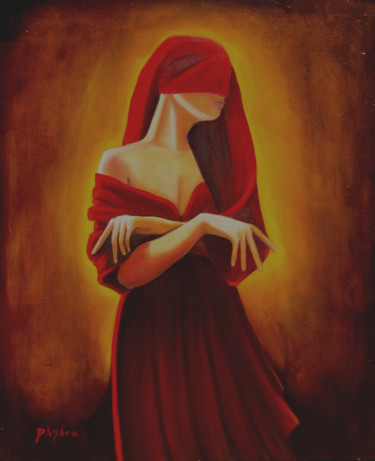 Peinture intitulée "La Madone de la nuit" par Phybra, Œuvre d'art originale, Huile