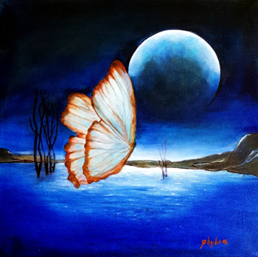 Malerei mit dem Titel "Retour vers l'aube…" von Phybra, Original-Kunstwerk, Öl