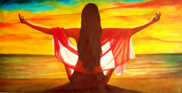 Peinture intitulée "Au soleil levant, é…" par Phybra, Œuvre d'art originale, Huile