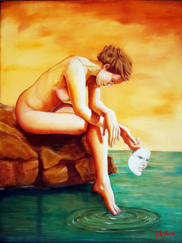 Painting titled "Solitude de l'être…" by Phybra, Original Artwork, Oil