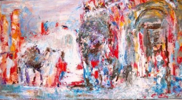 Peinture intitulée "marché d'Orient" par Pierrvass, Œuvre d'art originale, Huile