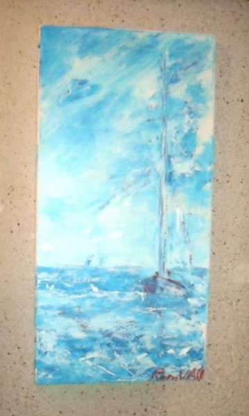 Peinture intitulée "blue ship" par Pierrvass, Œuvre d'art originale, Huile
