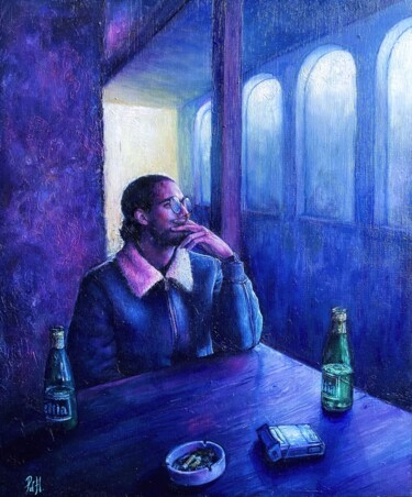Malerei mit dem Titel "Tunis blues" von Pia D’Hautefeuille, Original-Kunstwerk, Öl