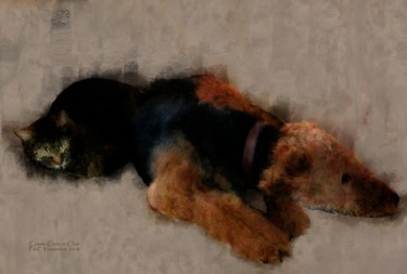 Digital Arts titled "Comme chien et chat" by Pia De Panicis, Original Artwork, Digital Painting