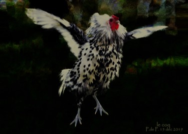 Digitale Kunst mit dem Titel "Le coq" von Pia De Panicis, Original-Kunstwerk, Digitale Malerei