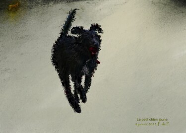 Digital Arts titled "Le petit chien jaune" by Pia De Panicis, Original Artwork, Digital Painting