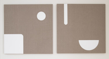 Malarstwo zatytułowany „Diptych squares acr…” autorstwa Pia Metni, Oryginalna praca, Akryl Zamontowany na Drewniana rama nos…