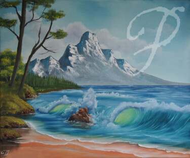 Pittura intitolato "Sea-Mountain compos…" da Pia Resch, Opera d'arte originale, Olio