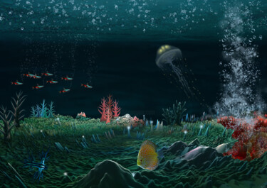 Enceladus' Ocean (wishful thinking) Digital Arts titled "Enceladus' Ocean (w…" by Pia Valentin Sørensen, Original Art, Digital Painting