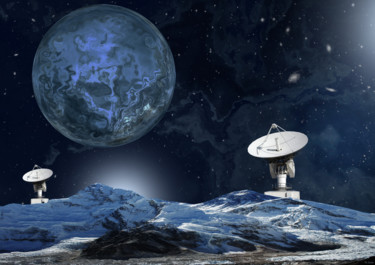 Arte digital titulada "Radio Telescopes on…" por Pia Valentin Sørensen, Obra de arte original, Foto-montaje