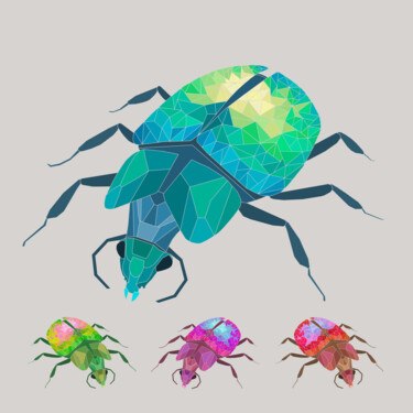 Digital Arts titled "The Beetles" by Pia Valentin Sørensen, Original Artwork, Digital Painting