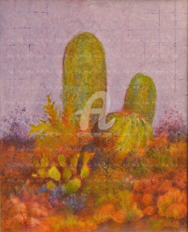 Painting titled "FLORES DEL UNIVESO" by Pia * Cantos Floridos, Original Artwork, Oil Mounted on Wood Panel