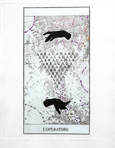 L'Operatore Gravures & estampes intitulée "L'Operatore" par Pia Nicotra, Œuvre d'art originale, Eau-forte
