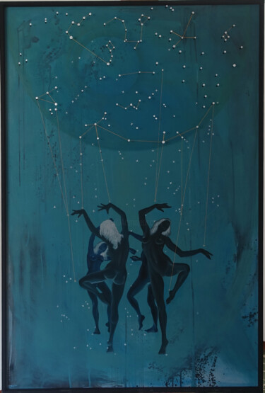 Painting titled "Il Ballo" by Pia Nicotra, Original Artwork, Oil Mounted on Wood Stretcher frame