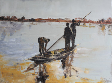 Malerei mit dem Titel "MALIENS SUR LE NIGE…" von Dominique Creuzet, Original-Kunstwerk, Öl