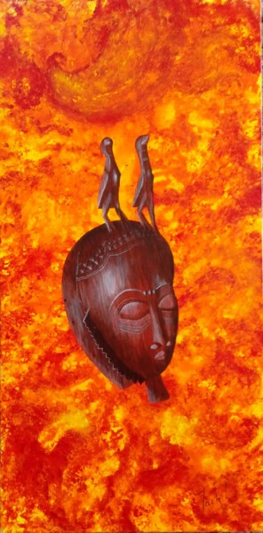 Painting titled "Afrique-terre-de-fe…" by Jacqueline Leutwyler Kobi, Original Artwork, Acrylic