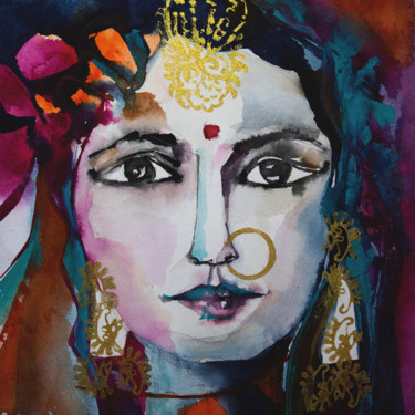 Peinture intitulée "Déclinaison Indienn…" par Véronique Piaser-Moyen, Œuvre d'art originale, Aquarelle