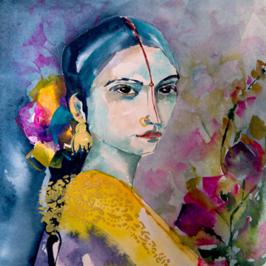 Peinture intitulée "Déclinaison indienn…" par Véronique Piaser-Moyen, Œuvre d'art originale, Aquarelle