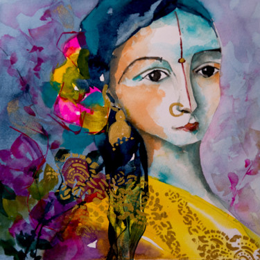 Peinture intitulée "Déclinaison indienn…" par Véronique Piaser-Moyen, Œuvre d'art originale, Aquarelle