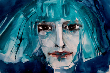 Malerei mit dem Titel "Selfie" von Véronique Piaser-Moyen, Original-Kunstwerk, Aquarell
