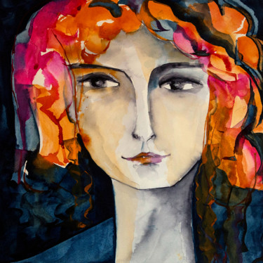 "Femme blues-28" başlıklı Tablo Véronique Piaser-Moyen tarafından, Orijinal sanat, Suluboya