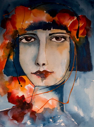 Peinture intitulée "Carmen-05" par Véronique Piaser-Moyen, Œuvre d'art originale, Aquarelle Monté sur Carton