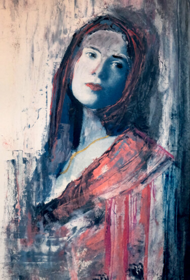 Peinture intitulée "Madone adolescente" par Véronique Piaser-Moyen, Œuvre d'art originale, Pastel
