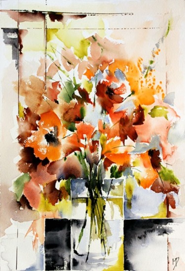 Painting titled "Bouquet de Pondy 01" by Véronique Piaser-Moyen, Original Artwork, Watercolor