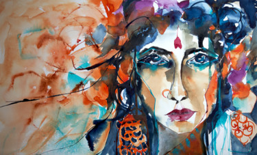 Painting titled "Hijra 04 - L'homme…" by Véronique Piaser-Moyen, Original Artwork, Watercolor