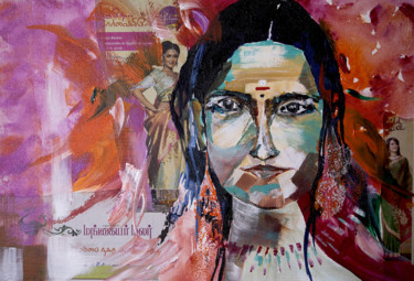 Painting titled "Je suis Indienne" by Véronique Piaser-Moyen, Original Artwork, Acrylic