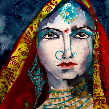 Painting titled "Déclinaison Indienn…" by Véronique Piaser-Moyen, Original Artwork, Watercolor