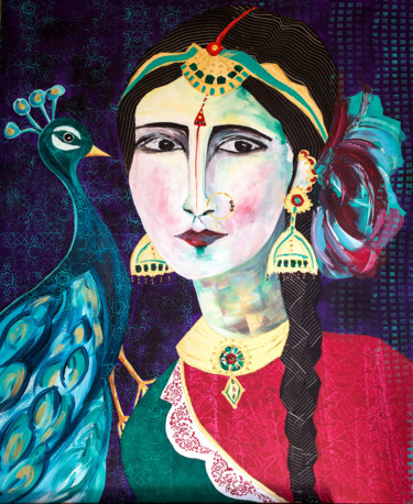 Peinture intitulée "La danseuse au paon." par Véronique Piaser-Moyen, Œuvre d'art originale, Acrylique