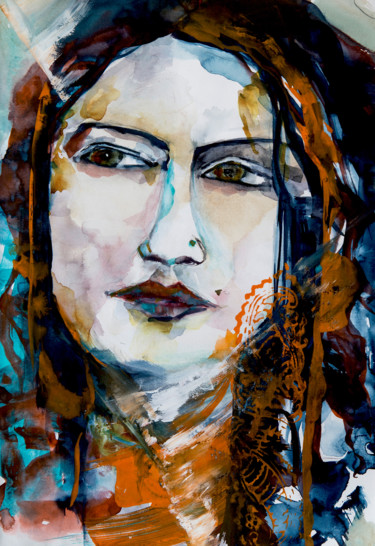 Peinture intitulée "Maria" par Véronique Piaser-Moyen, Œuvre d'art originale, Aquarelle
