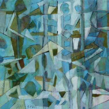 Peinture intitulée ""Chaos bleu"" par Barbara Piatti, Œuvre d'art originale, Huile