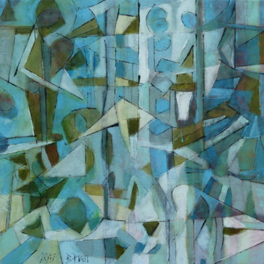 "Chaos bleu" Peinture intitulée ""Chaos bleu"" par Barbara Piatti, Œuvre d'art originale, Huile