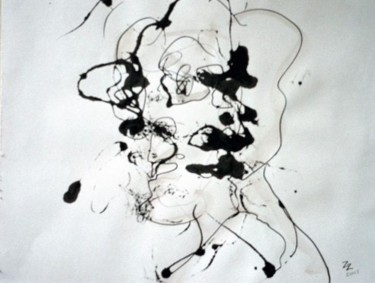 Drawing titled "portrait à l'encre" by Piazzon Fabrice, Original Artwork