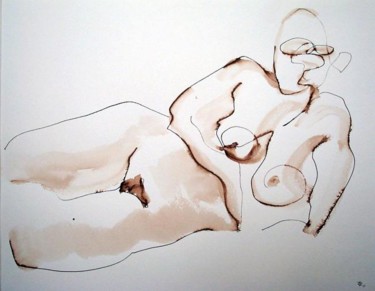 Drawing titled "Nue féminin allongé…" by Piazzon Fabrice, Original Artwork