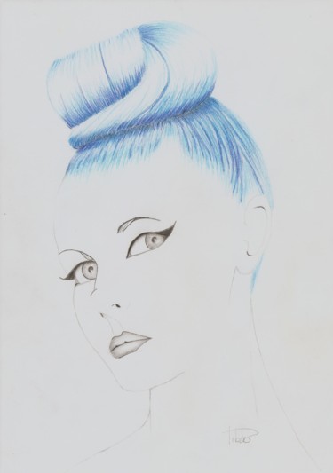 Drawing titled "La tête des les cou…" by Pibou, Original Artwork, Pastel