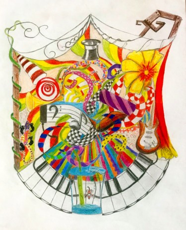 Dessin intitulée "Atlantique Circus" par Pibou, Œuvre d'art originale, Crayon