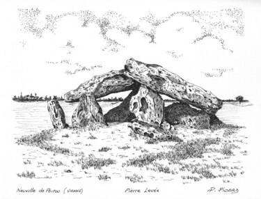 Dessin intitulée "Neuville de Poitou" par Pic Art, Œuvre d'art originale, Encre