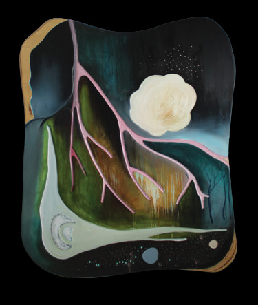 Картина под названием "Entre ciel et terre" - Sabine Picard, Подлинное произведение искусства, Масло