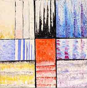 Painting titled "Red blue squares" by Picchio-Specht Dieter, Original Artwork, Acrylic