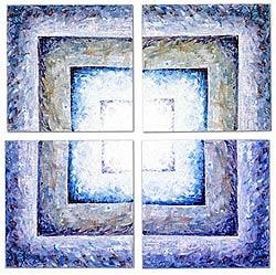 Painting titled "Mosaik Blue" by Picchio-Specht Dieter, Original Artwork, Oil