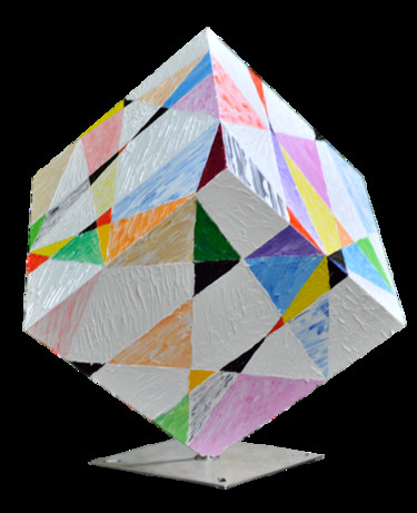 Sculpture titled "Cube abstract fanta…" by Picchio-Specht Dieter, Original Artwork, Metals
