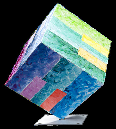 Sculpture titled "281 Cube abstract b…" by Picchio-Specht Dieter, Original Artwork, Metals