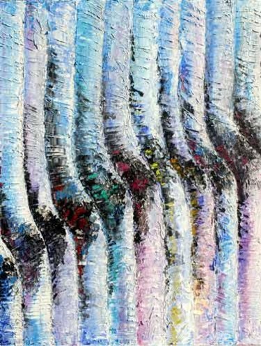 Painting titled "Blue waved" by Picchio-Specht Dieter, Original Artwork, Oil