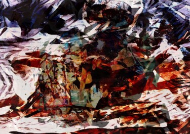 Digitale Kunst mit dem Titel "Crimson Silence: In…" von Picco, Original-Kunstwerk, Digitale Collage