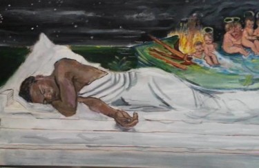 Painting titled "sleeping man" by Picco, Original Artwork