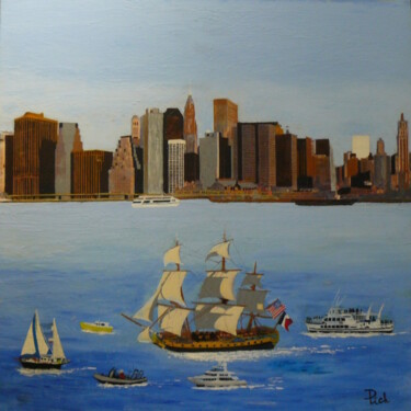 Painting titled "Hermione naviguant…" by Pich, Original Artwork, Acrylic Mounted on Wood Stretcher frame
